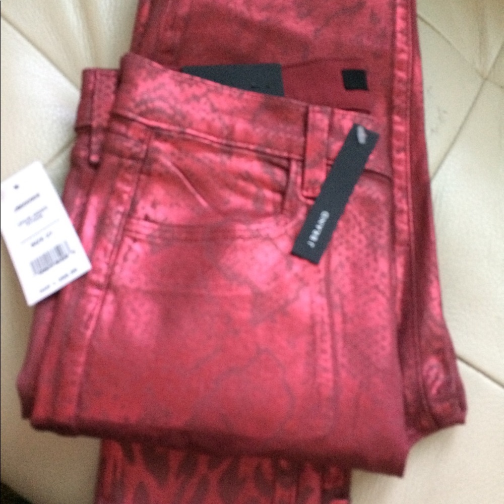 J Brand iridescent reflective jeans
